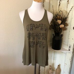Women’s Olive Green Elephant Print Tank Top